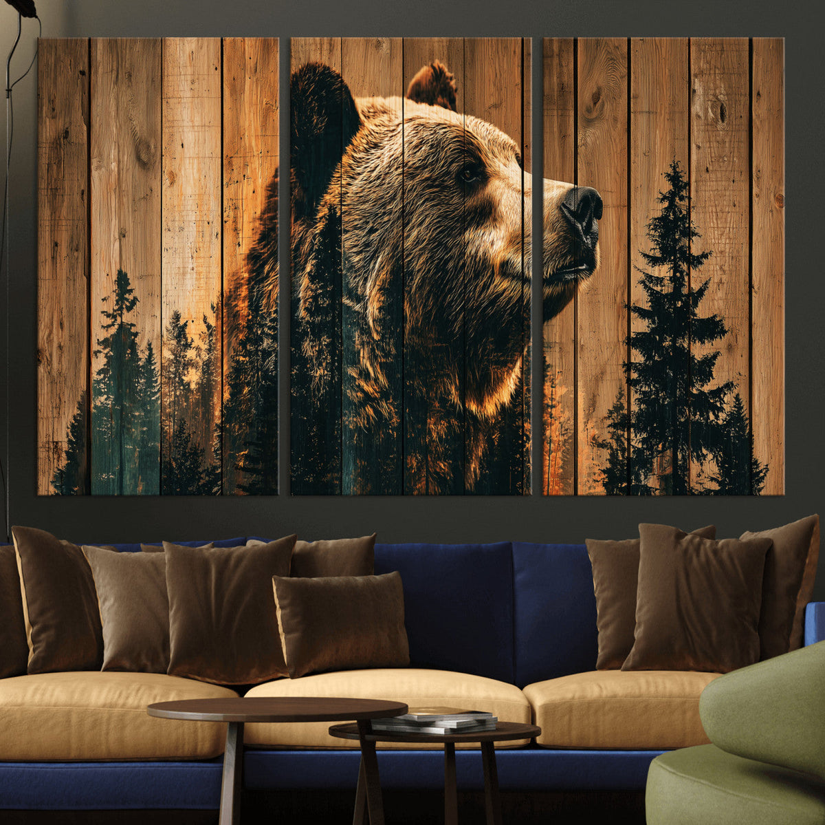 Rustic Bear Wall Art Canvas Print – Woodland Wildlife