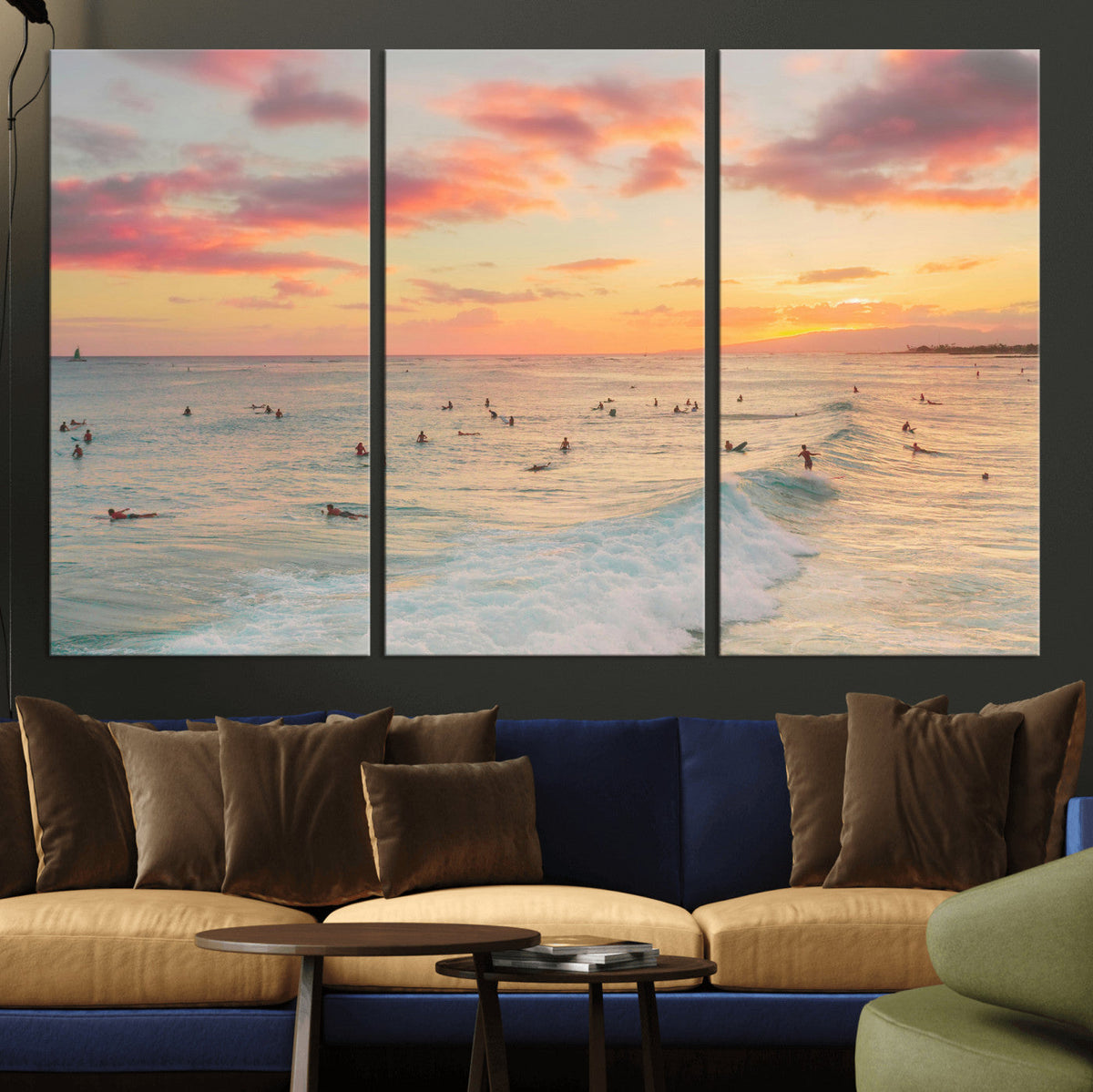Sunset Beach Wall Art Canvas Print – Soft Coastal