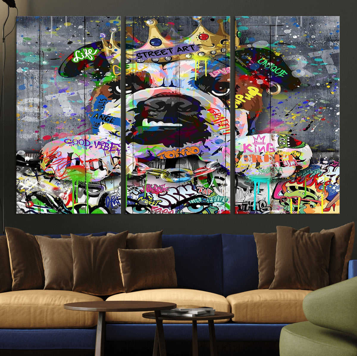 Graffiti Dog Wall Art Decor for Teen Bedroom - Abstract
