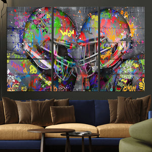 Graffiti Football Helmets Wall Art Canvas Print, Urban
