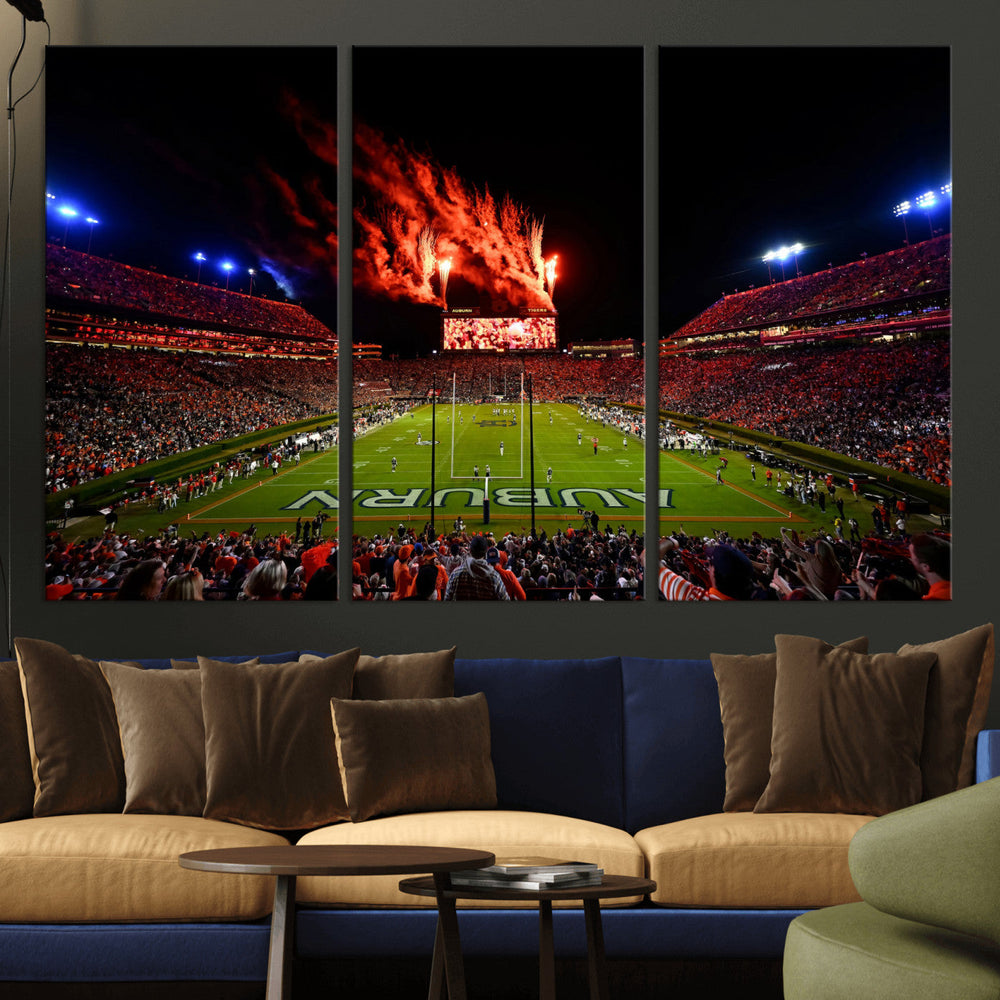 Auburn Stadium Wall Art Canvas Print, College Football Night