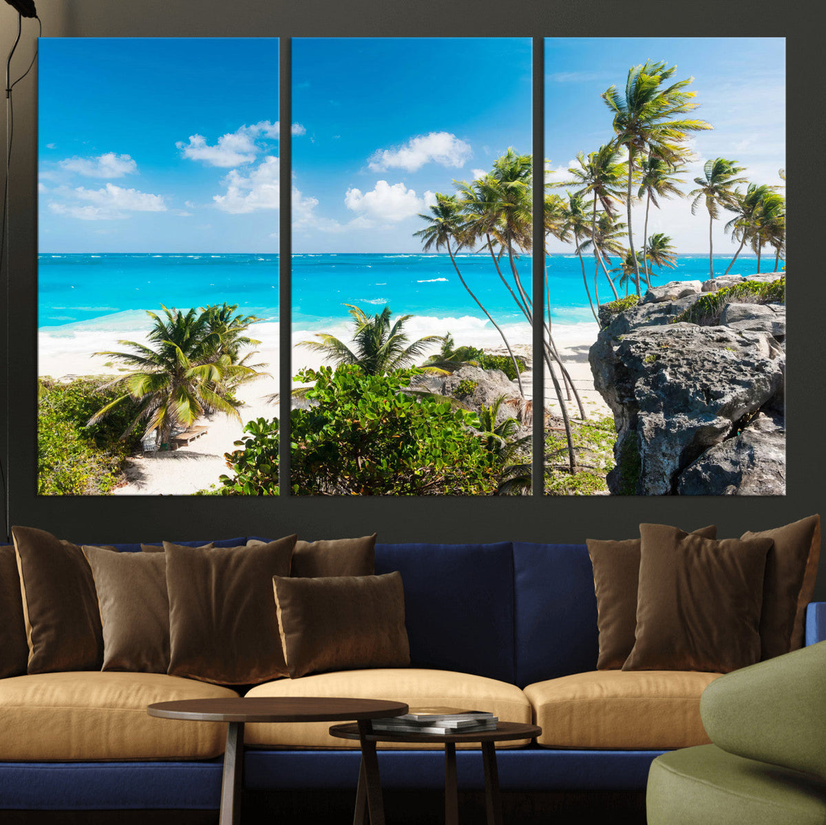 Tropical Beach Wall Art Canvas Print, Palm Tree Ocean