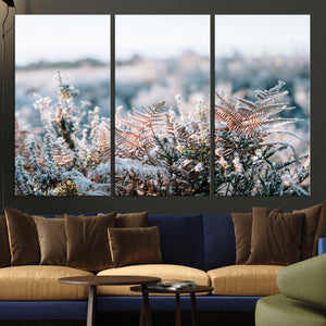 Frosted Fern Wall Art Canvas Print, Soft Winter Botanical