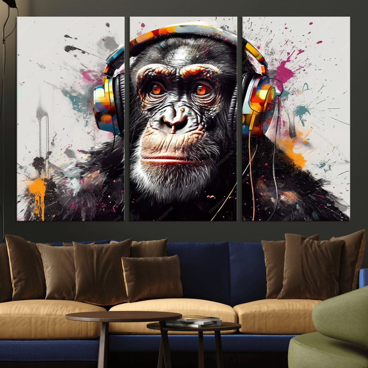 Dj Monkey Wall Art Canvas Print – Colorful Pop Art Banksy
