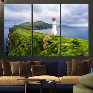 Coastal Lighthouse Wall Art Canvas Print, Cliffside Ocean