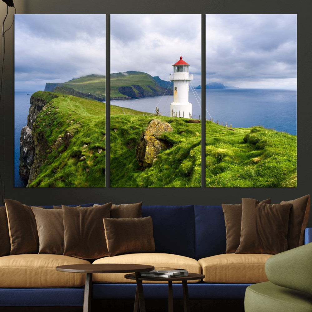 Cliffside Lighthouse Wall Art Canvas Print – Coastal