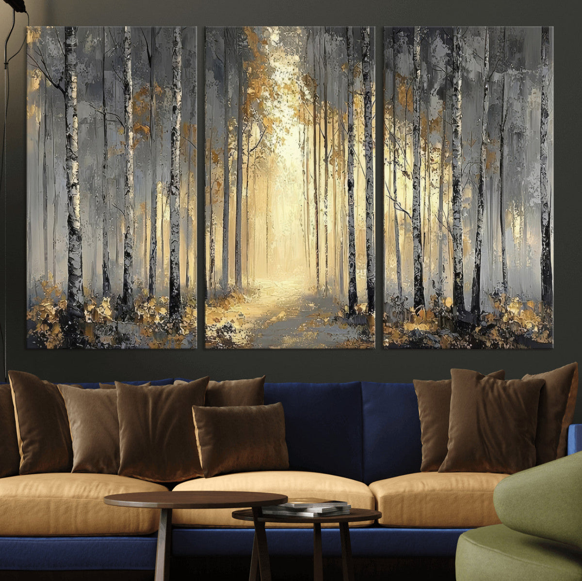 Abstract Birch Forest Wall Art Canvas Print – Modern Neutral