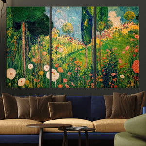 Gustav Klimt Boho Mountain Landscape Large Wall Art,