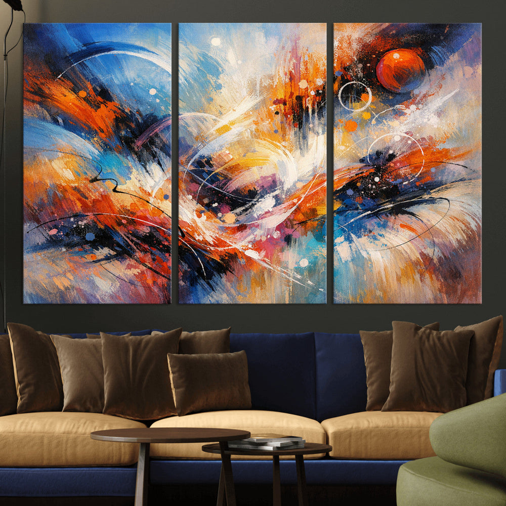 Lyrical Abstraction Wall Art Canvas Print, Orange Blue