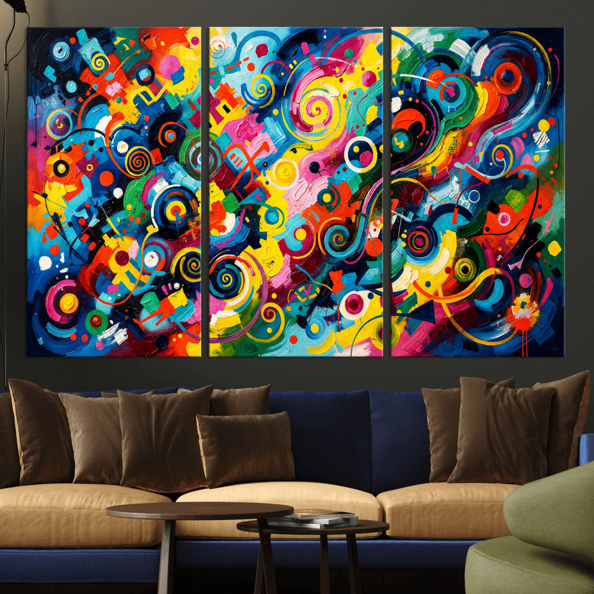 Geometric Abstract Wall Art Canvas Print, Bold Color