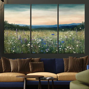 Wildflower Meadow Oil Painting Canvas — Daisy Lavender