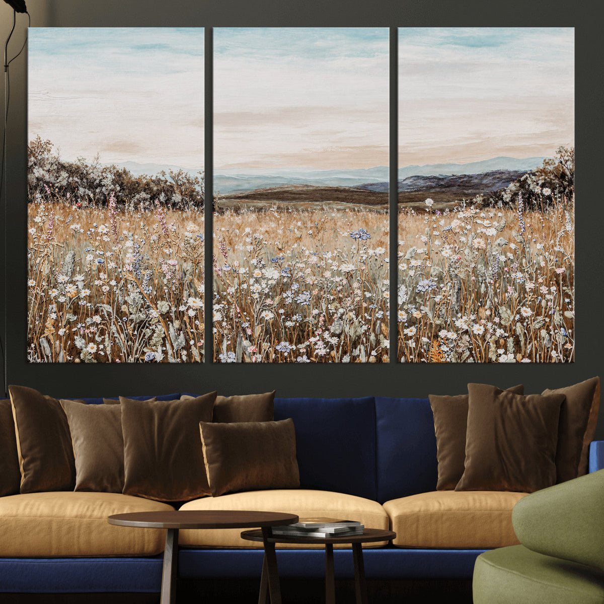 Neutral Wildflower Field Canvas Wall Art — Beige Earth Tone