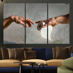 Funny Bathroom Wall Art Canvas, Creation of Toilet Paper