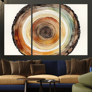 Natural Wood Slice Wall Art Canvas Print, Tree Ring Wall
