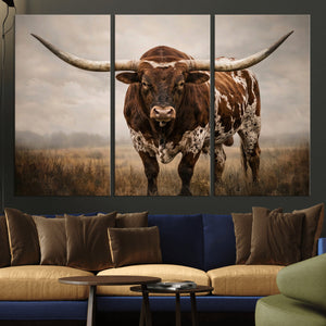 Texas Longhorn Canvas Wall Art Western Bull Desert Moody