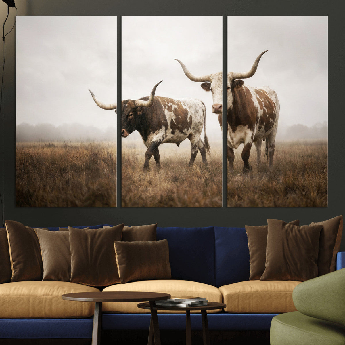 Texas Longhorn Canvas Wall Art Western Bull Desert Moody