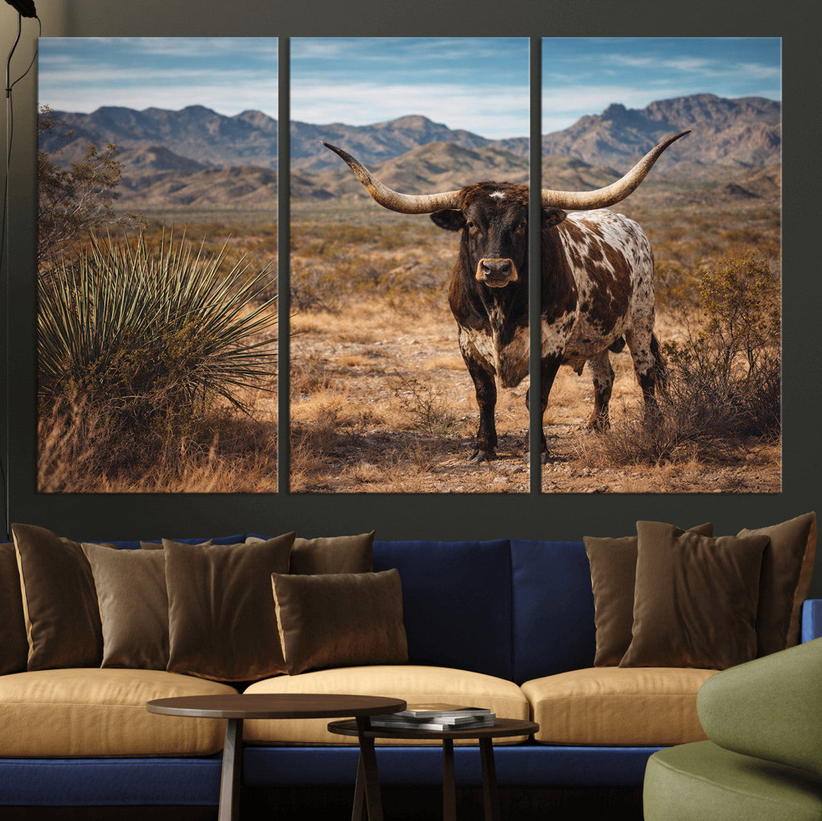 Texas Longhorn Canvas Wall Art Western Bull Desert Moody