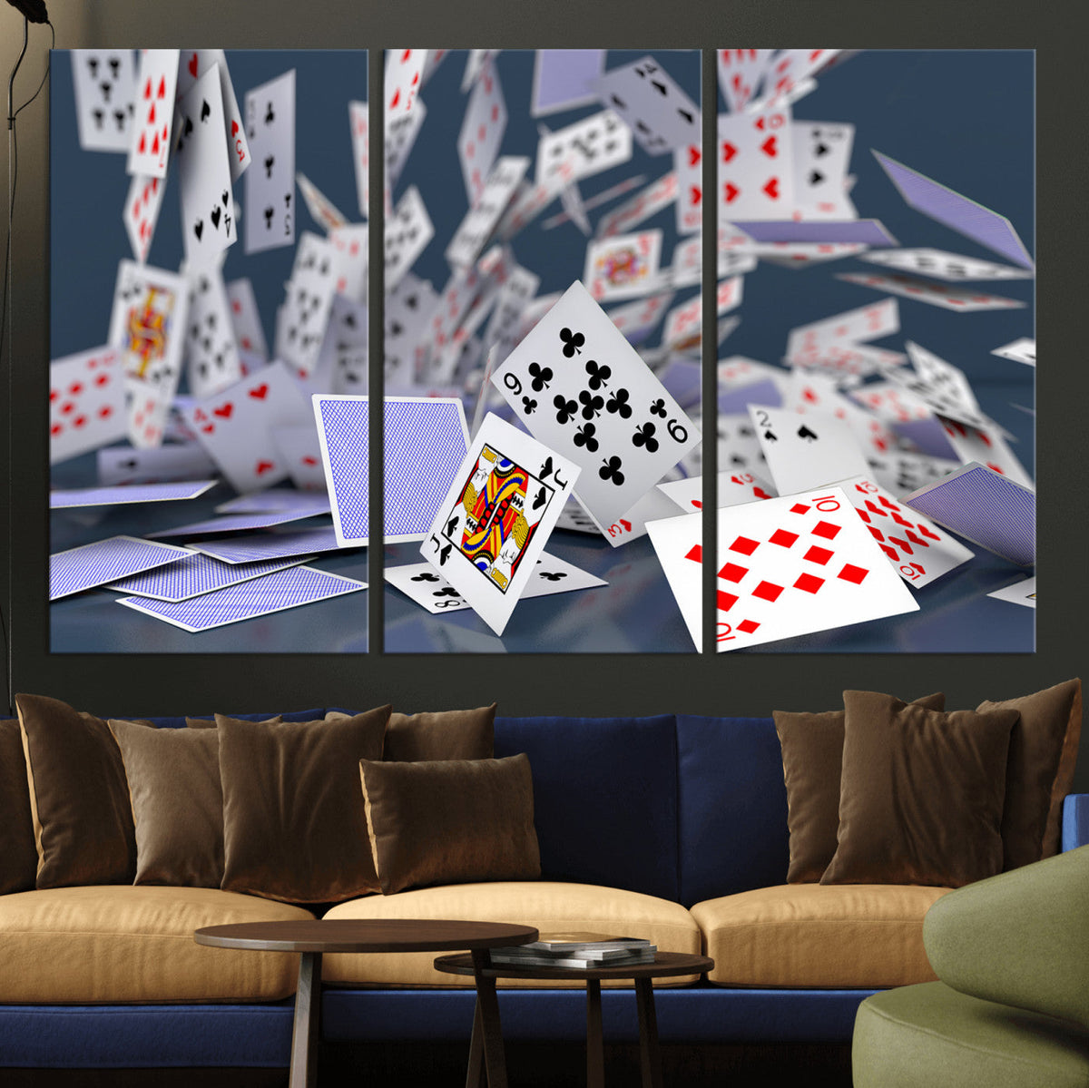 Playing Cards Canvas Wall Art | Casino Game Room Decor,