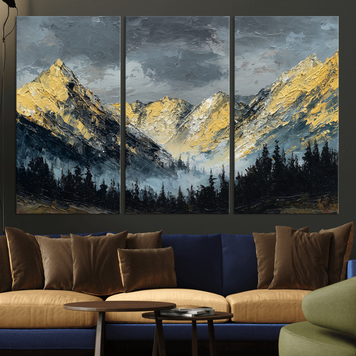Abstract Mountain Wall Art Canvas Print Modern Landscape Painting Print