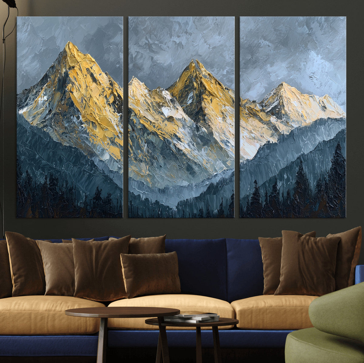 Abstract Mountain Wall Art Canvas Print Modern Landscape Painting Print
