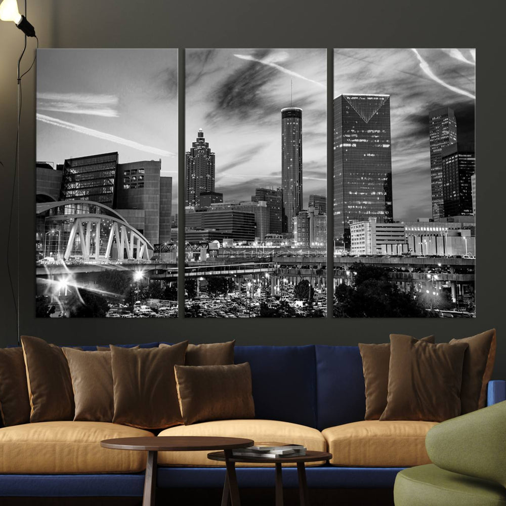 Black and White Atlanta Wall Art Canvas Print