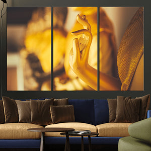 Gold Buddha Statue Hands Wall Art Canvas Print