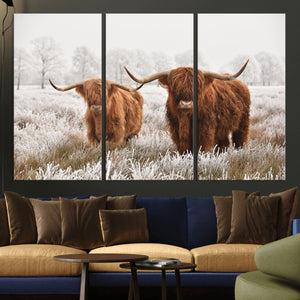Longhorn Cattle Wall Art Canvas Print, Framed Farmhouse
