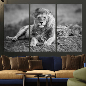 King Forest Lion Wall Art Canvas Print – Framed Majestic