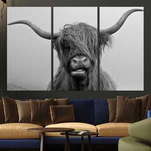 Texas Cow Wall Art Canvas, Texas Longhorn Cattle Canvas