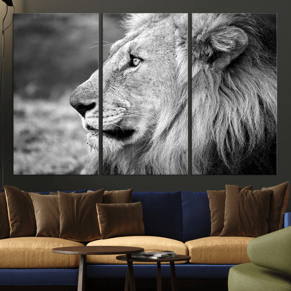 Lion Wall Art Canvas Print – Framed Majestic Wildlife