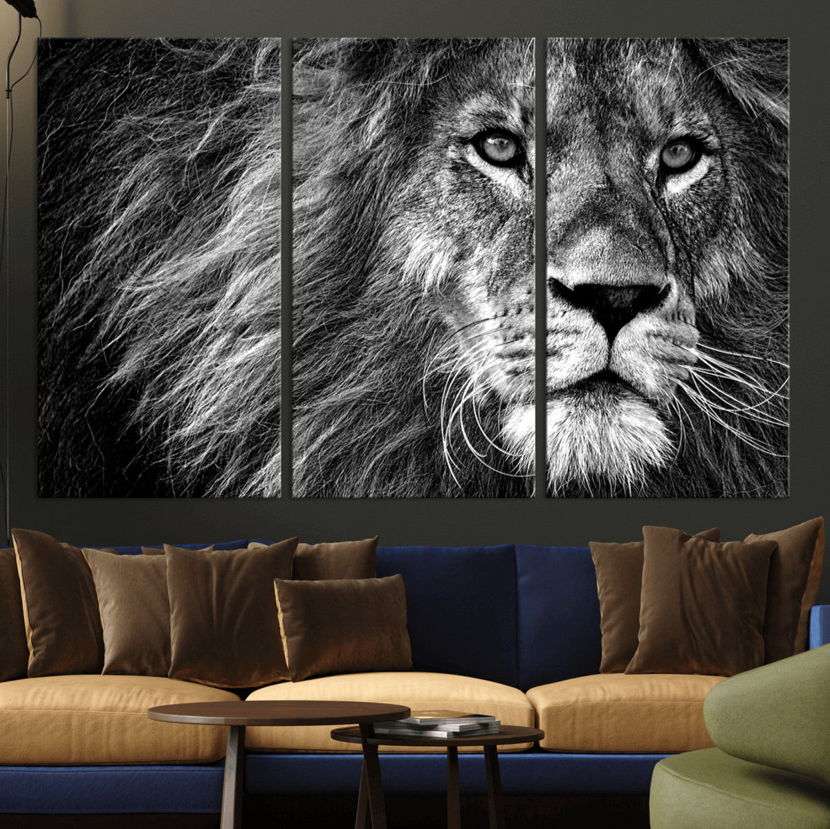 Black and White Lion Canvas Wall Art Print – Wildlife