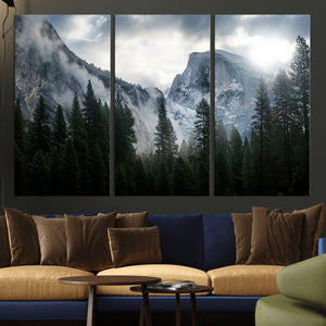 Yosemite National Park El Capitan Foggy Mountain Wall Art |