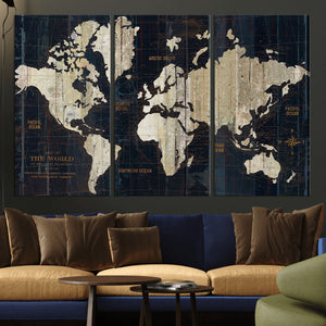 World Map Canvas Print – Detailed Map of the World Wall Art