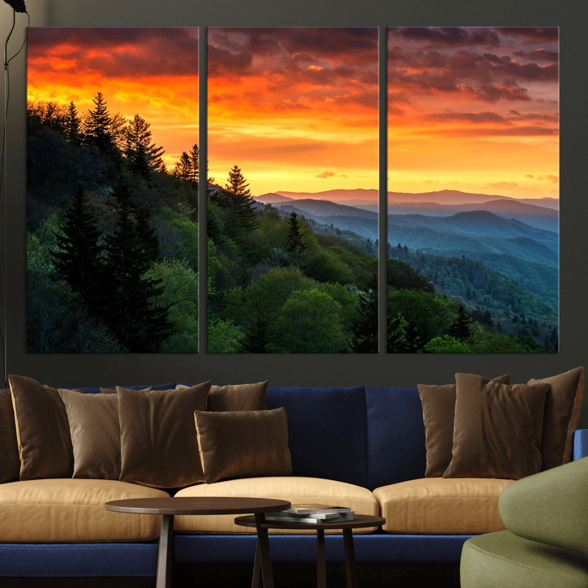 Forest Landscape Wall Art Sunset Canvas, Forest Sunset