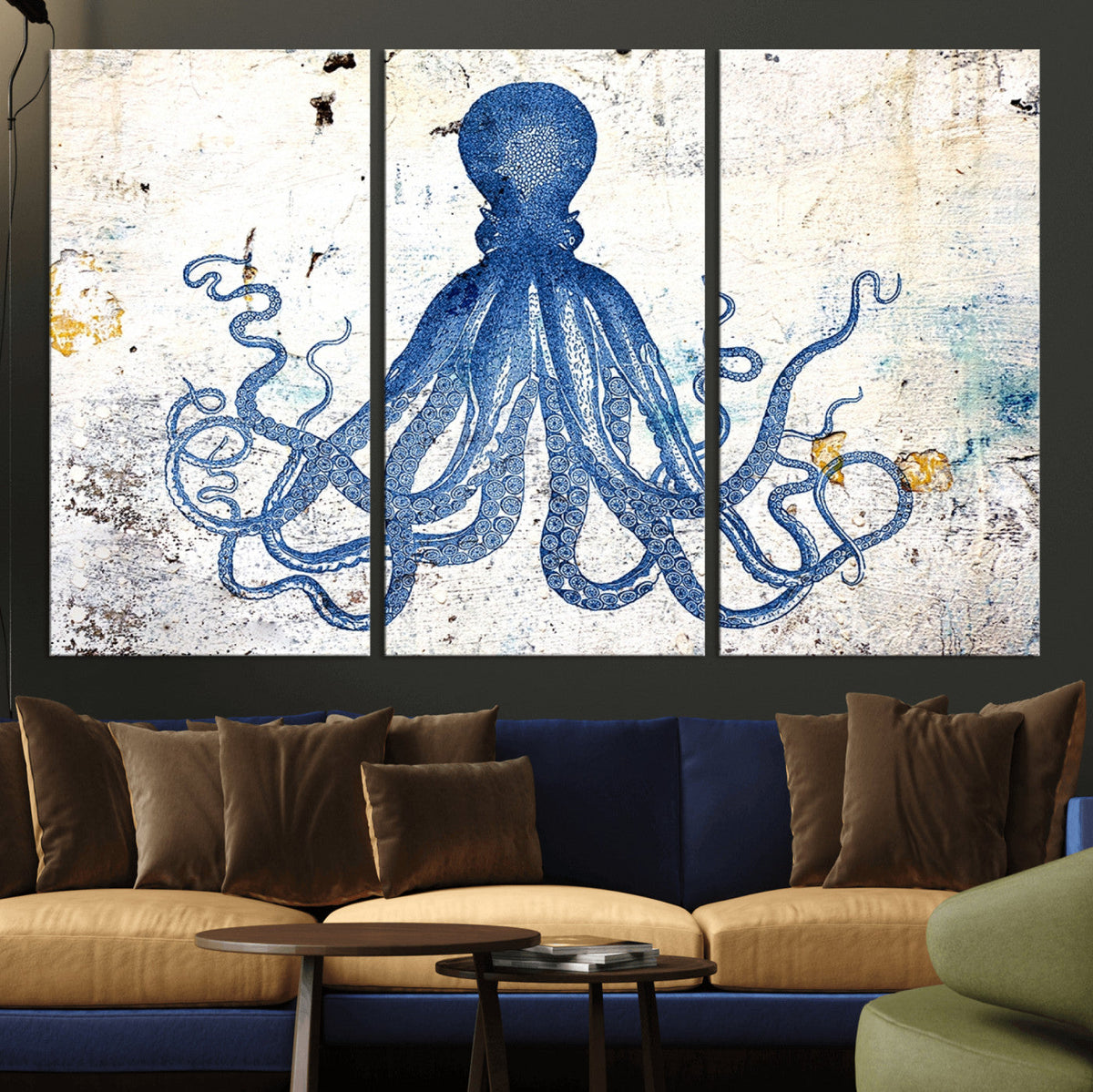 Octopus Canvas Wall Art | Coastal Marine Life Artwork for