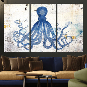 Octopus Canvas Wall Art | Coastal Marine Life Artwork for