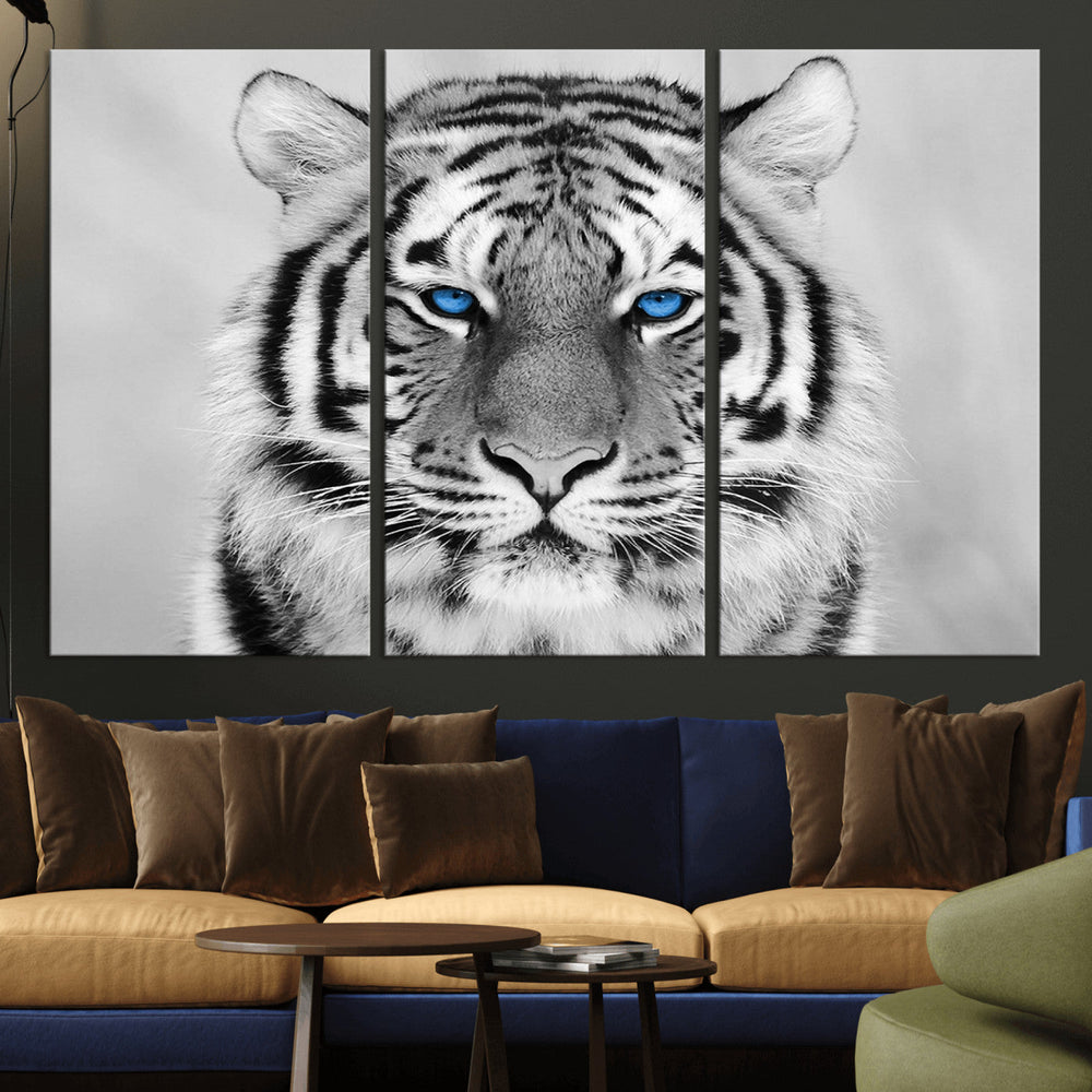 Black and White Tiger Wall Art Animal Canvas Print