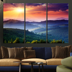 Mountain and Sunset Wall Art Canvas Print