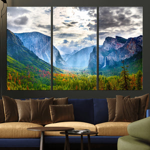 Yosemite Park Half Dome 3 Panel Canvas Print | Large Giclée