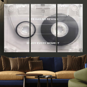 Vintage Cassette Tape Canvas Wall Art - Inspirational 'Life