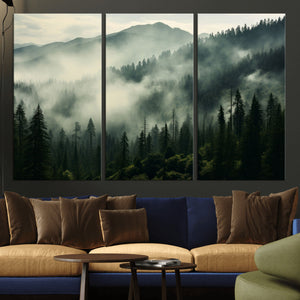 Captivating Misty Forest Wall Art Premium Canvas Print a