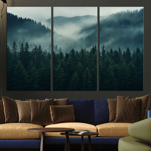 Captivating Misty Forest Wall Art Premium Canvas Print,