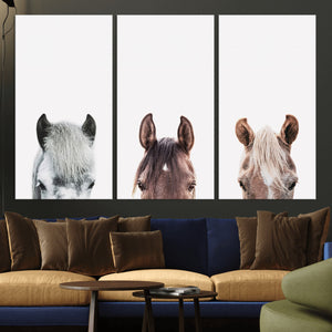 Horse Wall Art - Minimalist Horse Triptych Wall Art – Modern