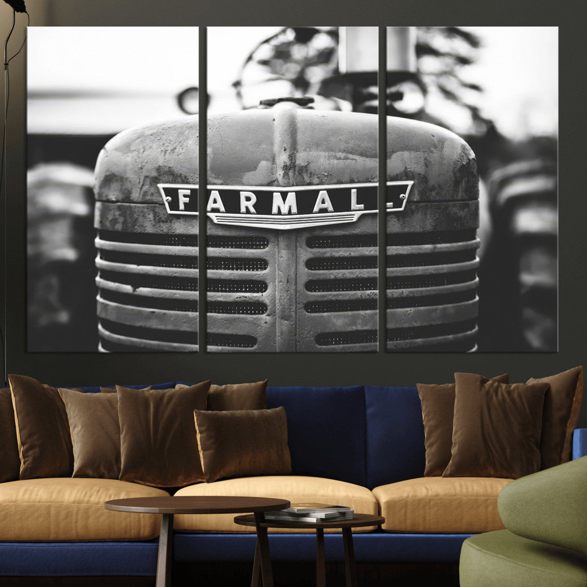 Vintage Farmall Tractor Wall Art Canvas Print, Rustic