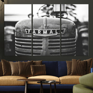 Vintage Farmall Tractor Wall Art Canvas Print, Rustic