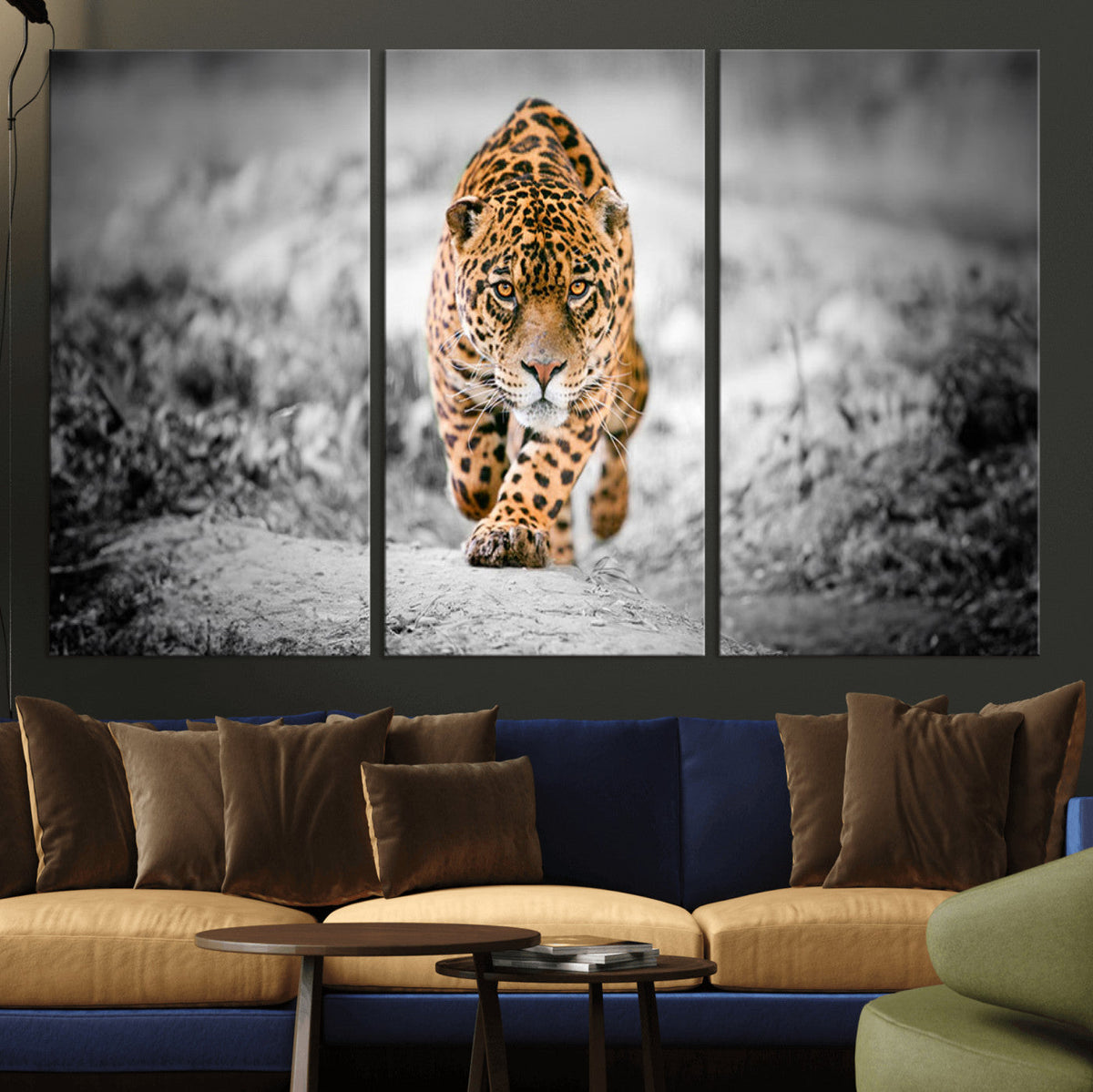 Jaguar Wall Art Canvas Print - Majestic Big Cat in Focused