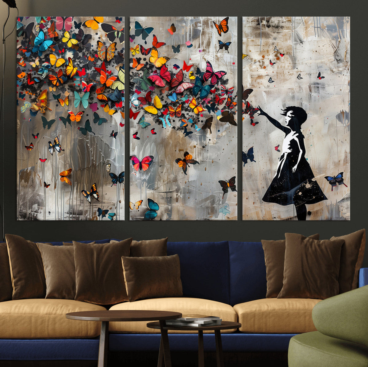 Banksy Wall Art - Banksy Girl and Butterfly Explosion Wall