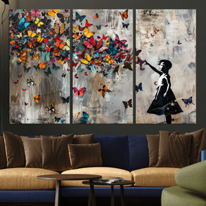 Banksy Wall Art - Banksy Girl and Butterfly Explosion Wall