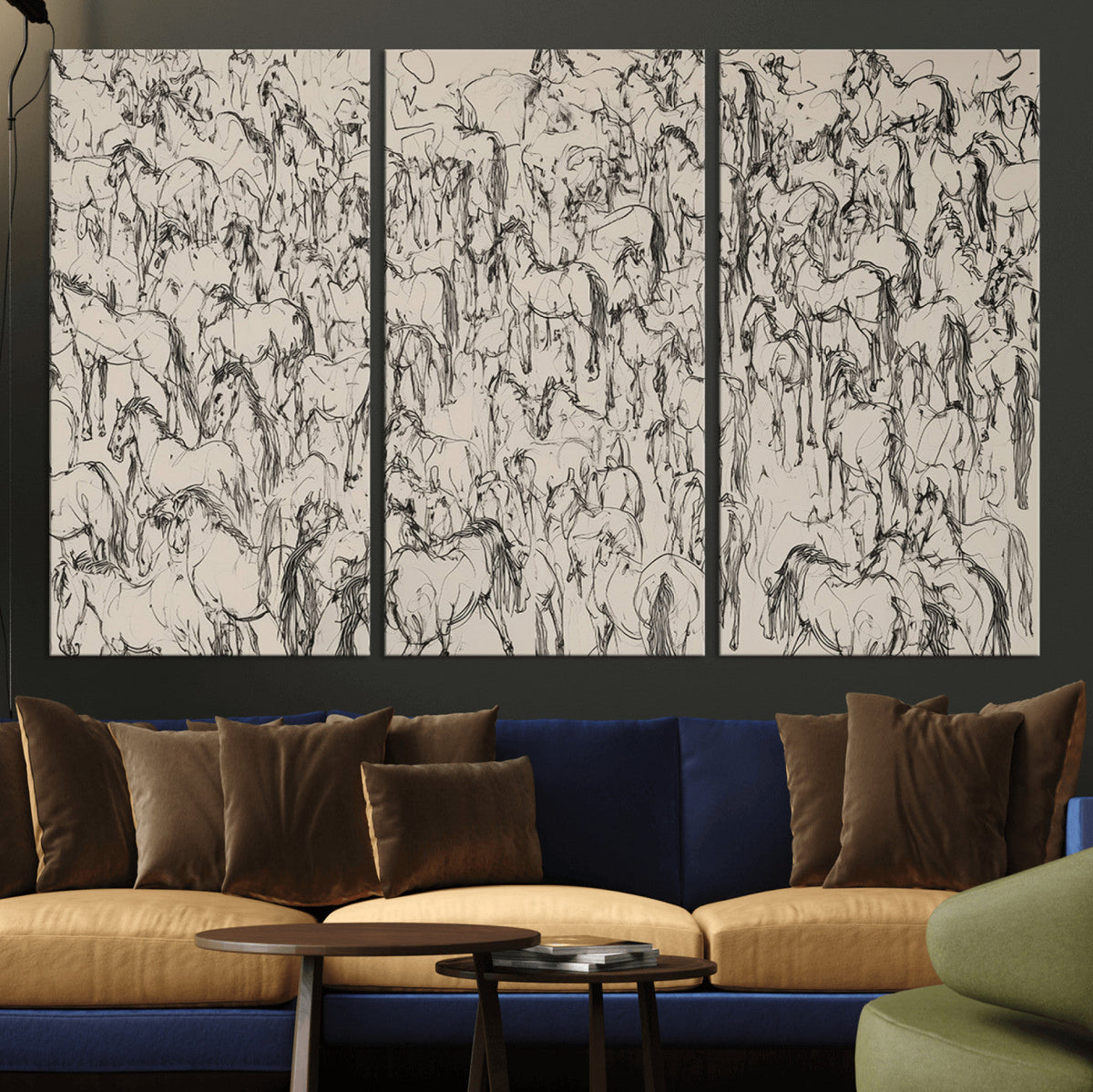 Abstract Horse Sketch Wall Art | Ready to Hang and Framed |