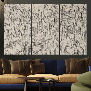 Abstract Horse Sketch Wall Art | Ready to Hang and Framed |